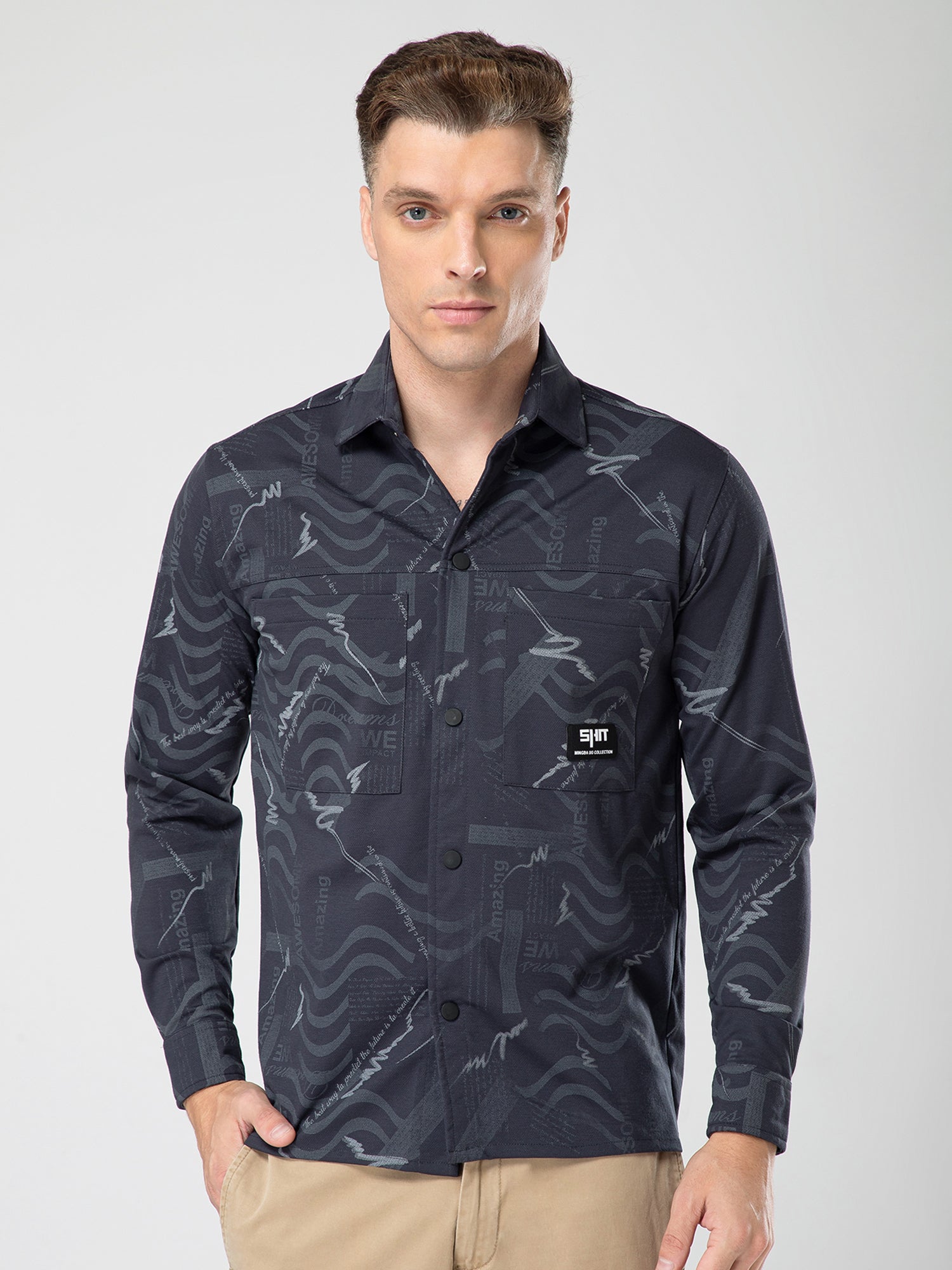 Geometrical printed shacket